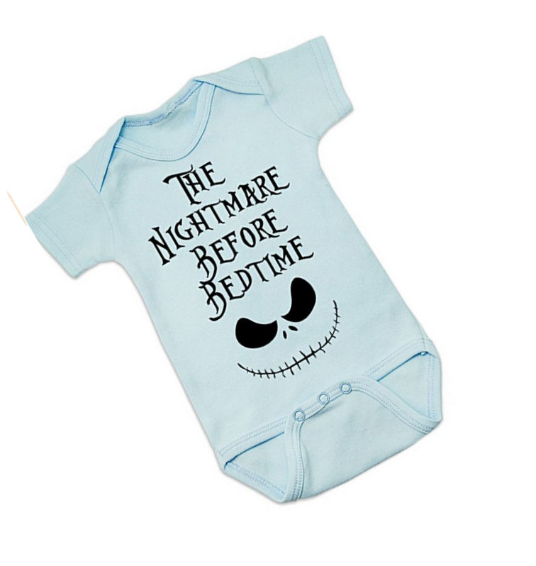 Nightmare Before Bedtime baby onesie bodysuit.