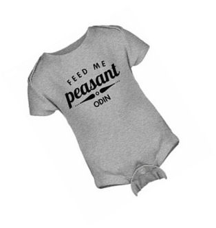 Funny baby onesie saying feed me peasant bodysuit