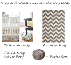 Grey white and yellow chevron print gender neutral baby nursery ideas