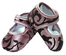 Pink and brown champagne damask baby girl crib shoes for $10