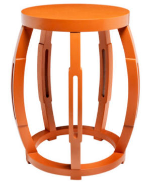 Bright orange accent table for a baby nursery room