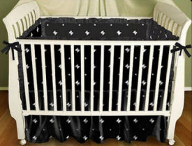 Black and white skulls punk gothic crib bedding set nursery design ideas