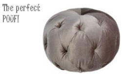 Tufted charcoal gray velvet pouf ottoman for a baby nursery room