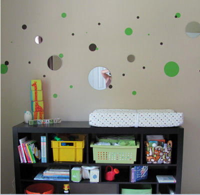 Benjamin's Personalized Green and Brown Polka Dots Nursery Decor with a Cute Splash of Bright Orange