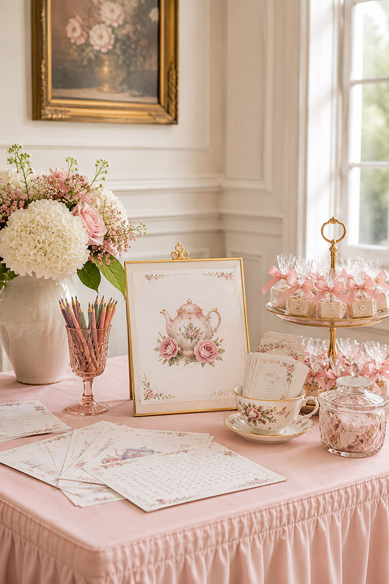 Letters to baby station at a high tea baby shower