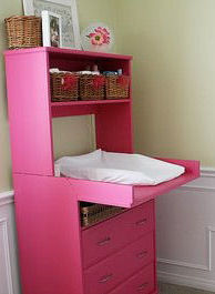 hot pink custom painted baby nursery change changing table