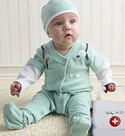 Infant future baby doctor Halloween costume ideas tutorial pattern medical bag stethoscope nurse