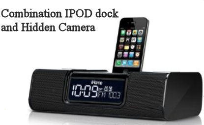 Hidden camera in a clock radio IPOD Iphone dock docking station