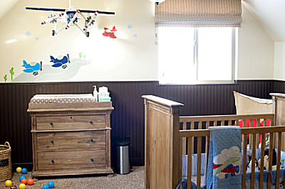 Jet airplane theme baby boy nursery room design