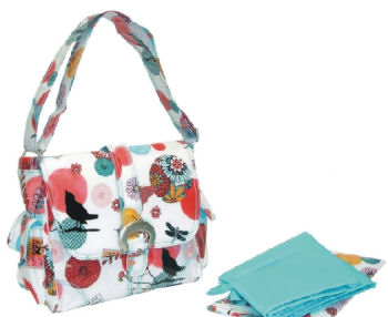 kalencom midi diaper bag sayonara bird butterflies dragonflies teal blue red black