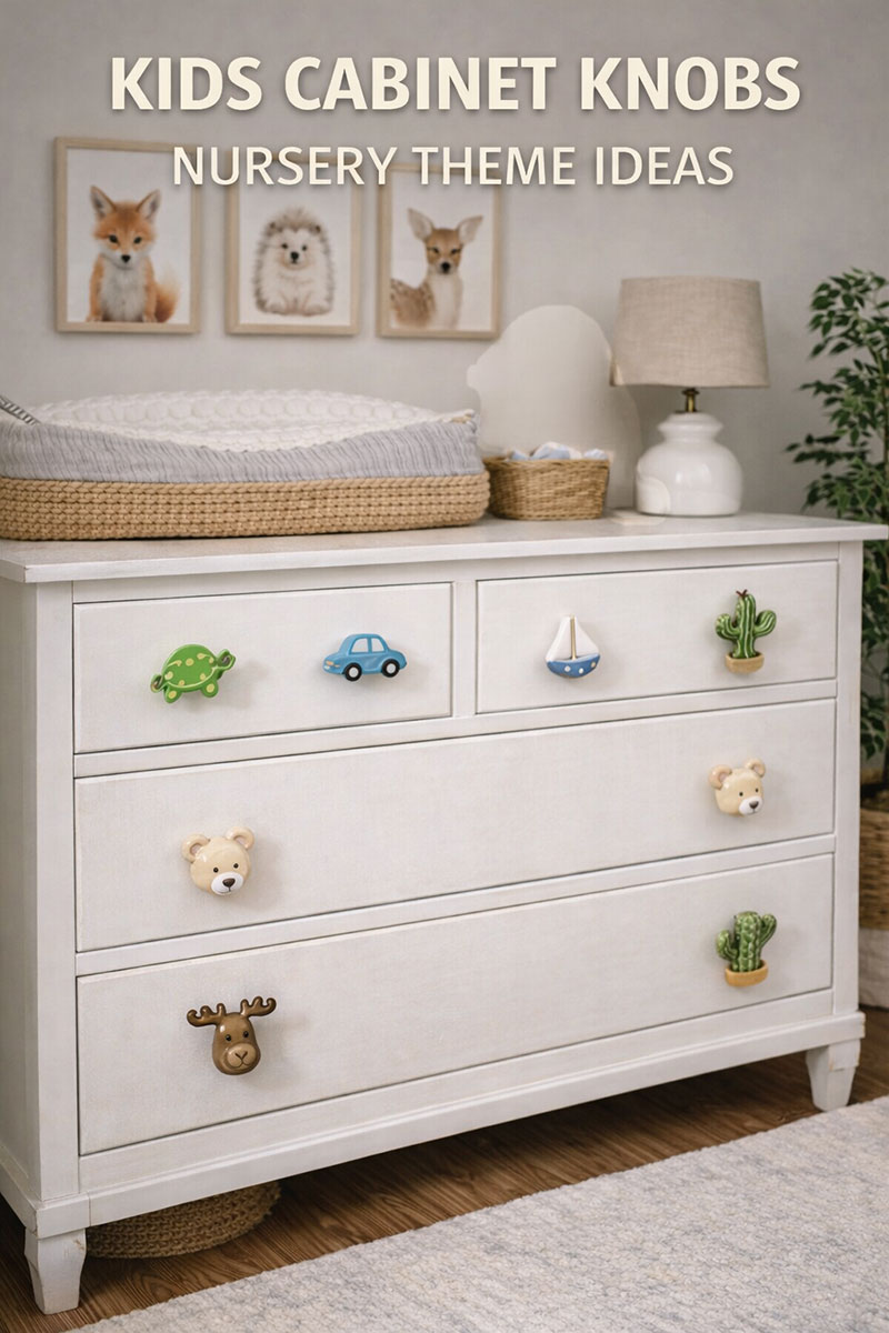 Kids cabinet knobs used to match a nursery theme