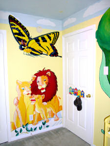 butterfly lions cubs painting wall nursery wall mural baby