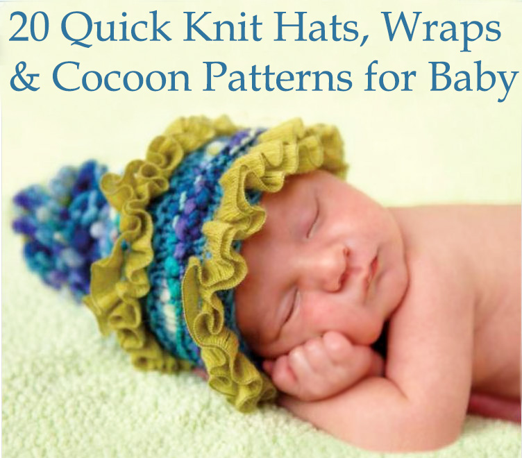 Baby hat knitting pattern with ruffles and a pom pom for a boy or girl.