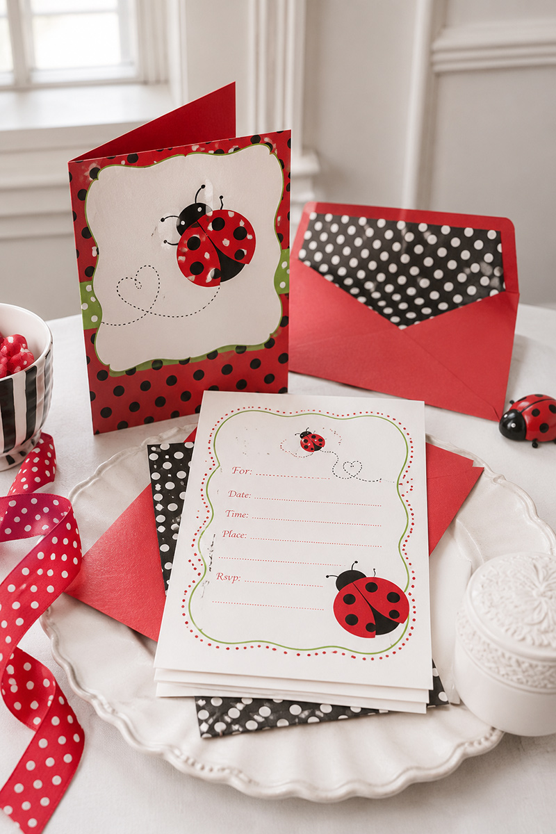 Ladybug invitations for baby showers and cheerful party themes