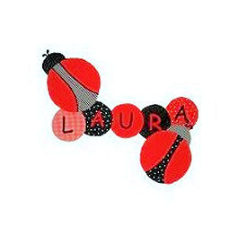 Personalized ladybug wall letters spelling a baby girl's name in solid red and black polka dots and checks fabric