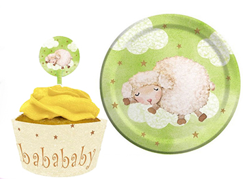 Lamb baby shower cupcakes party decorations and tableware