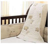 lamb lambie baby crib bedding set brown antique white cream chamois tan