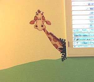 Large baby nursery giraffe wall decals and stickers
