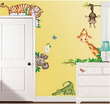 Large baby jungle animals nursery wall decals for murals