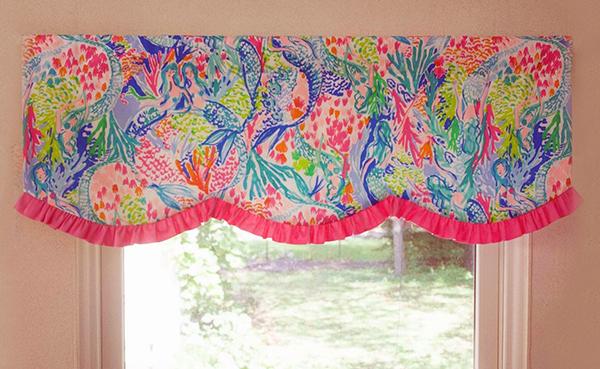 Lilly Pulitzer baby girl nursery window topper.