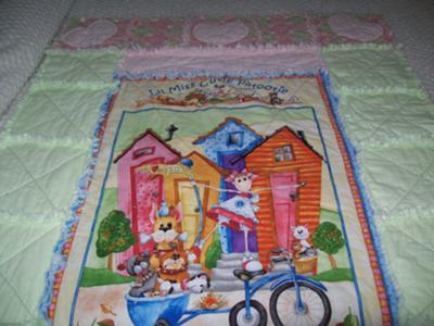 Little Miss Cutie Patootie Baby Girl Flannel Rag Quilt with Appliqued Hearts
