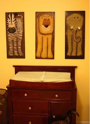 M J's Changing Table and Safari Wall Art