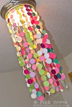 Multi-color DIY homemade capiz shell baby nursery chandelier with instructions