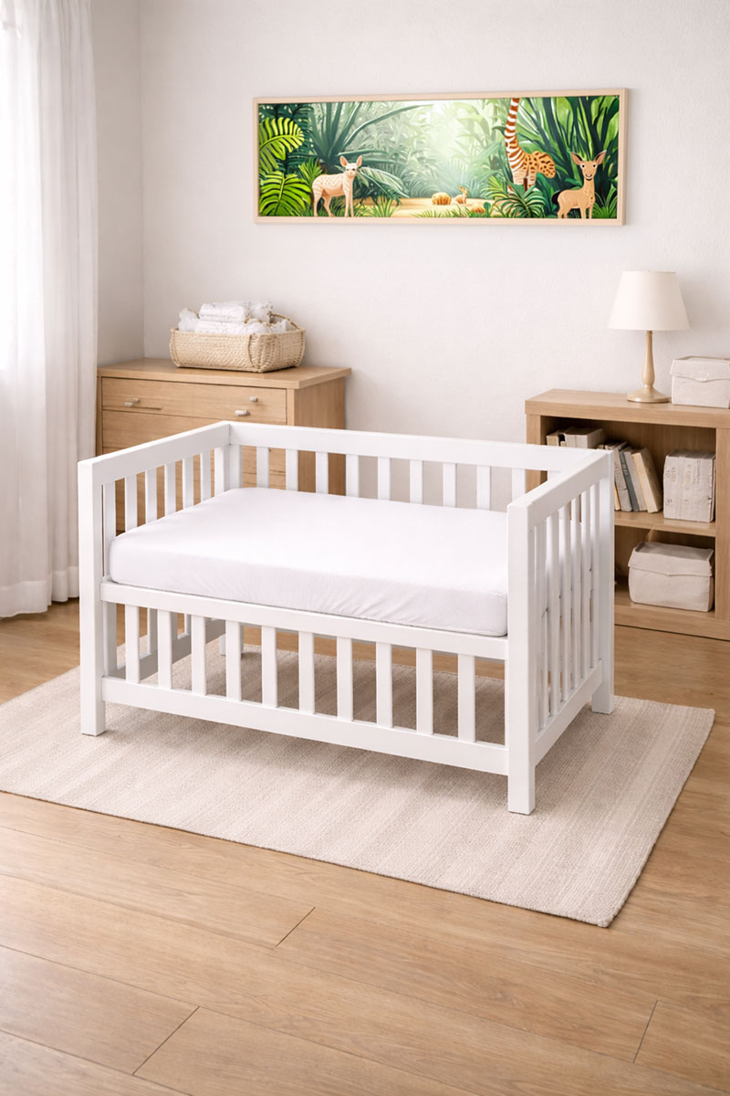 mini crib setup in a small nursery space with clean layout and proper mattress fit