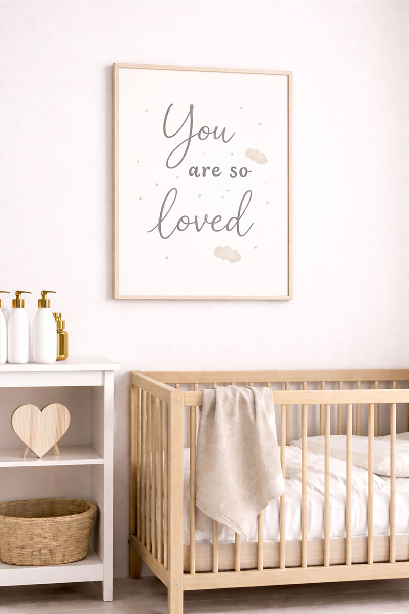 minimal nursery quote printable wall art above crib