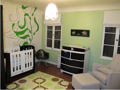 Baby Girl's Modern Green and Brown Nursery Design