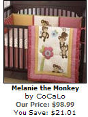 pink brown baby girl monkey theme themed nursery bedding collection
