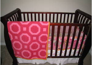 Pottery Barn Emmy Monkey Crib Bedding Set Baby Nursery Pictures in Hot Pink, Orange, Pastel Pink and White