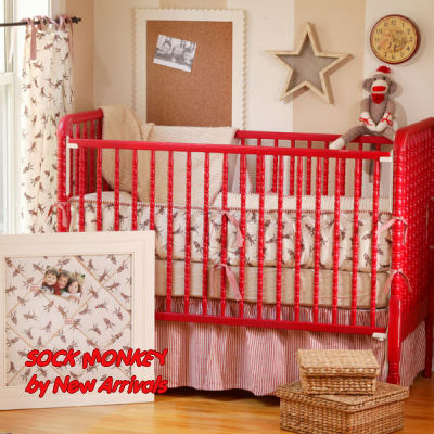 sock monkey baby bedding crib bedding theme nursery tab top curtains