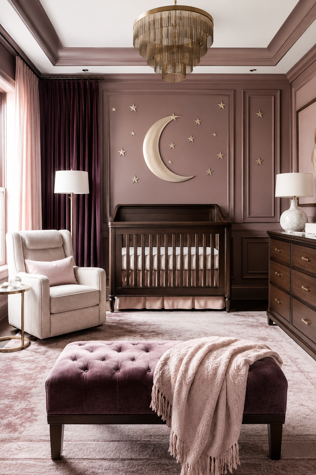 Moon and stars nursery with celestial baby room decor