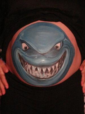 Ferocious Tummy Art!  Pregnant belly painting 