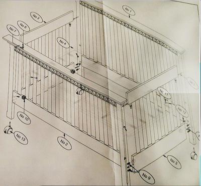 Morigeau Lepine Model 280 Crib Parts Diagram from the Owner's Assembly Instructions Manual