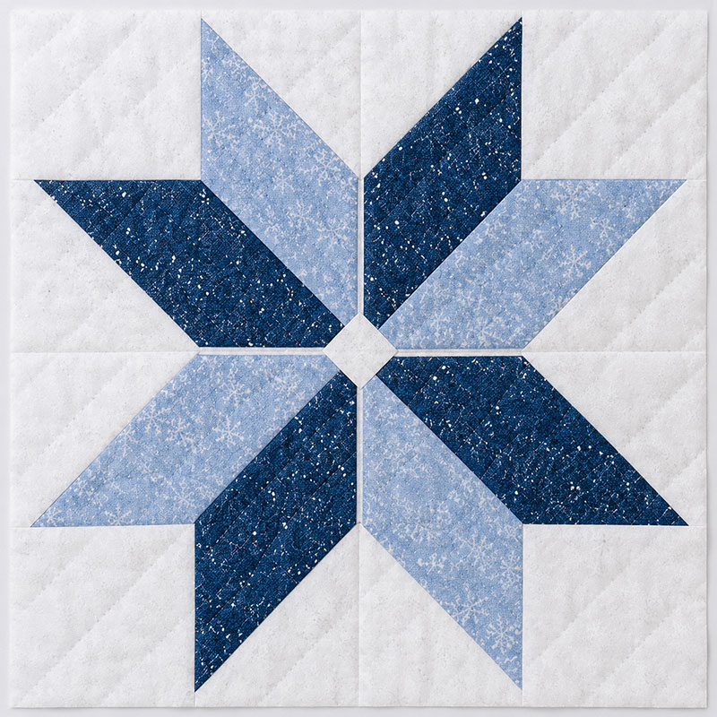 Snowflake star quilt block for mountain patchwork crib quilt