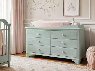 DIY Aqua Faux Bois Nursery Dresser Changing Table Combo Makeover Project 