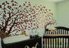 pale green nursery wall red tree mural forest nursery theme decor