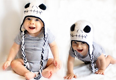 Nightmare Before Christmas Jack Skellington Crochet Baby Beanie Hat Crocheted with chunky white baby yarn