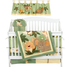 Gender neutral jungle theme baby crib bedding set for a themed nursery room