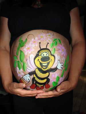 Honey bee bumblebee pregnant belly painting