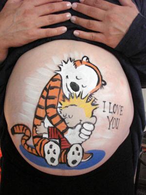 Calvin and Hobbs Pregnant Belly Paintings