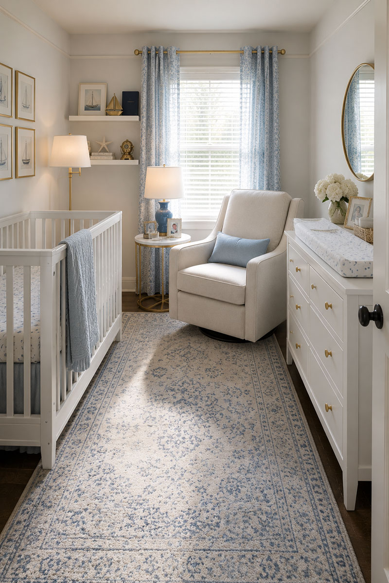 Nursery chair arrangement in a small nursery room
