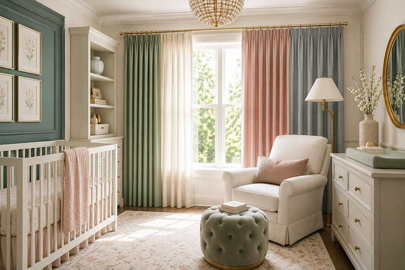 Nursery curtain color ideas for a baby room