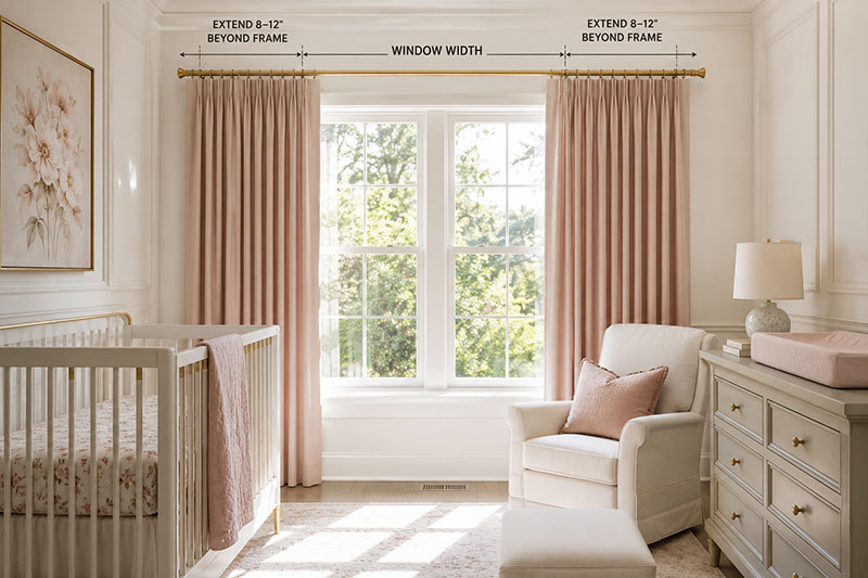 Proper curtain width for a nursery window