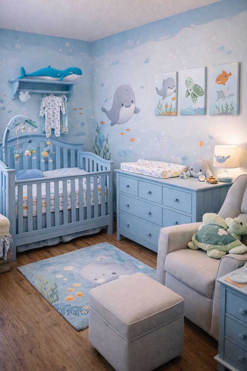 Nursery theme overload with matching furniture and decor that feels restrictive as the baby grows