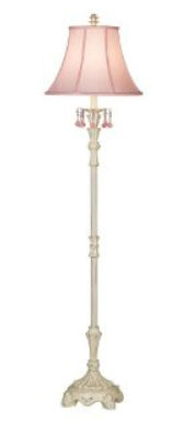 Baby Girl nursery pink floor lamp with crystal beads and shade