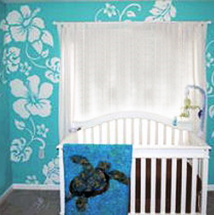 Hawaiian sea turtle ocean theme nursery design