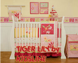 orange and pink baby bedding tiger lily by kidsline baby girl nursery tropical beach hawaiian